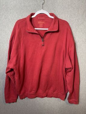Kirkland Signature Men's Red 1/4 Zip Pullover Sweater 100% Cotton Size XL/XG